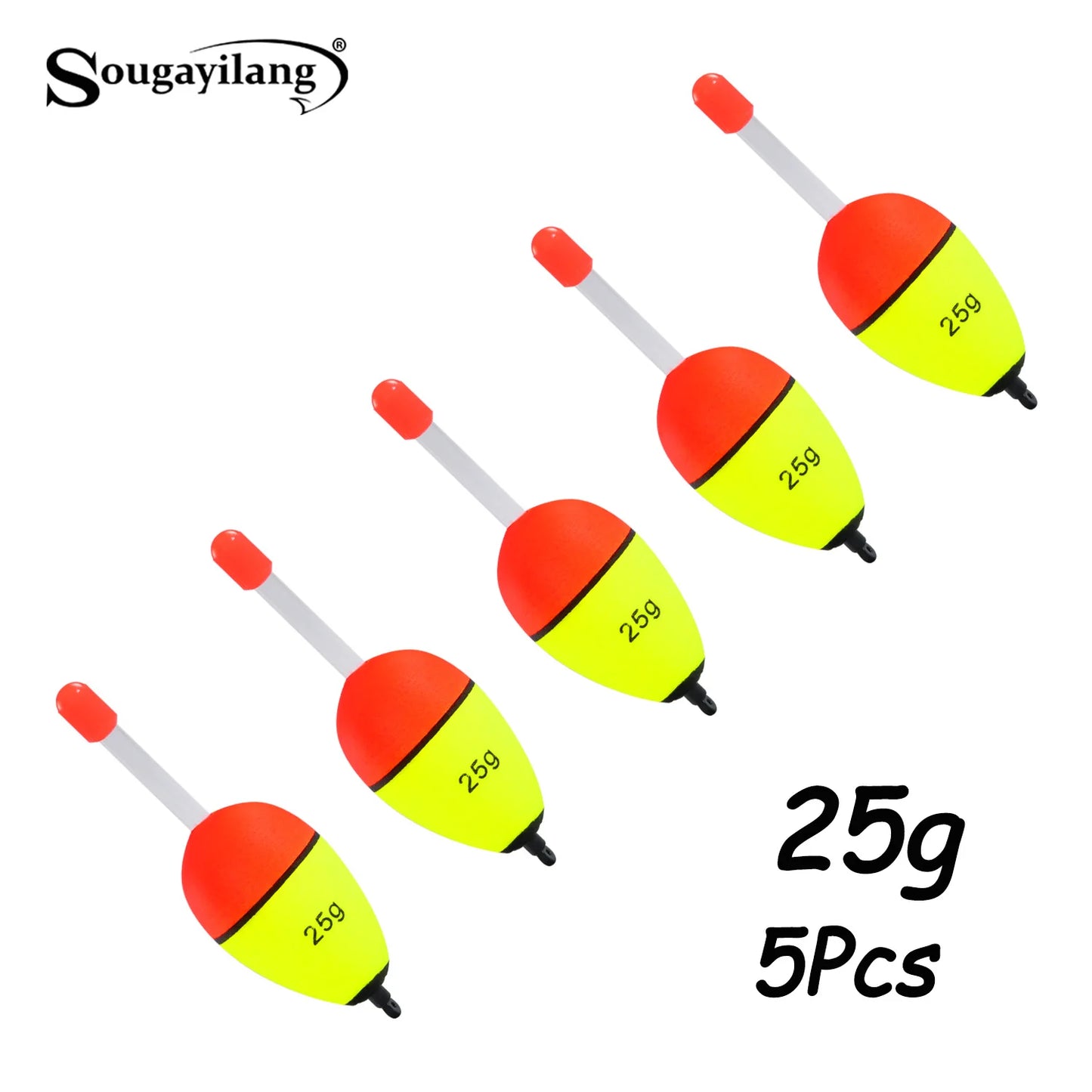 Sougayilang 5 pièces bouée de pêche veilleuse avec haute visibilité EVA Double ruban grande boule de ventre pour la pêche de nuit et longue portée