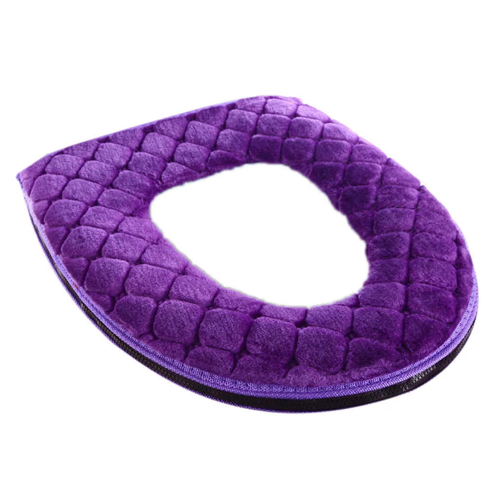 Housse Siège Toilette Peluche Douce Hiver — Lavable Forme O 37x44cm Salle Bain