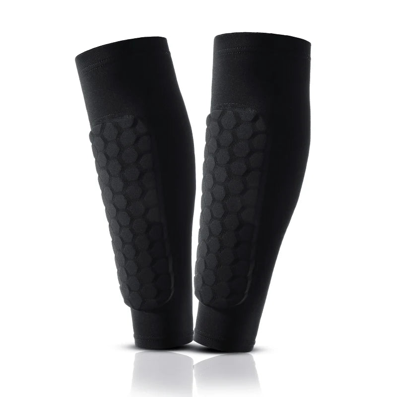 Manchon de Compression Mollet Football — Protège-Tibia Mousse & Coussin Nid d’Abeille