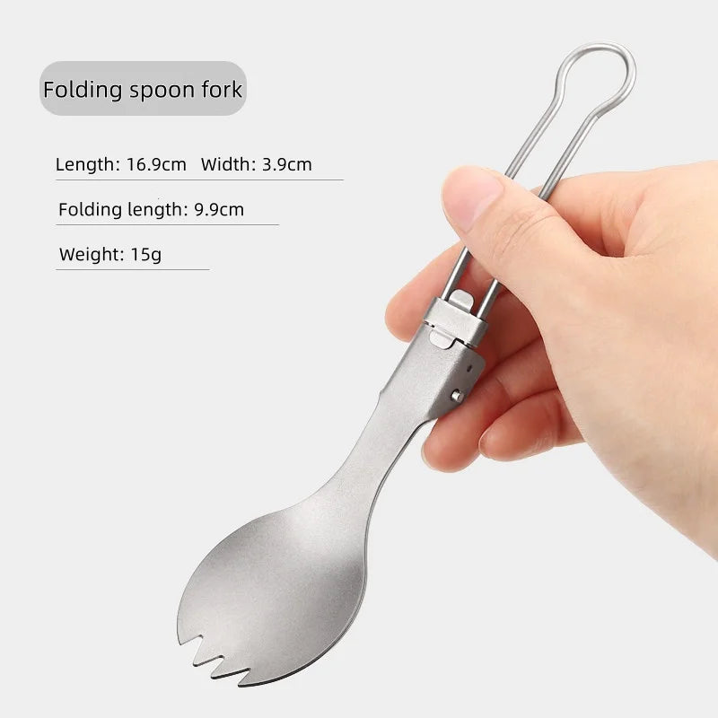 Cuillère à salade pliable en titane, cuillère à salade légère et portable pour le camping en plein air, la randonnée, le sac à dos, les voyages