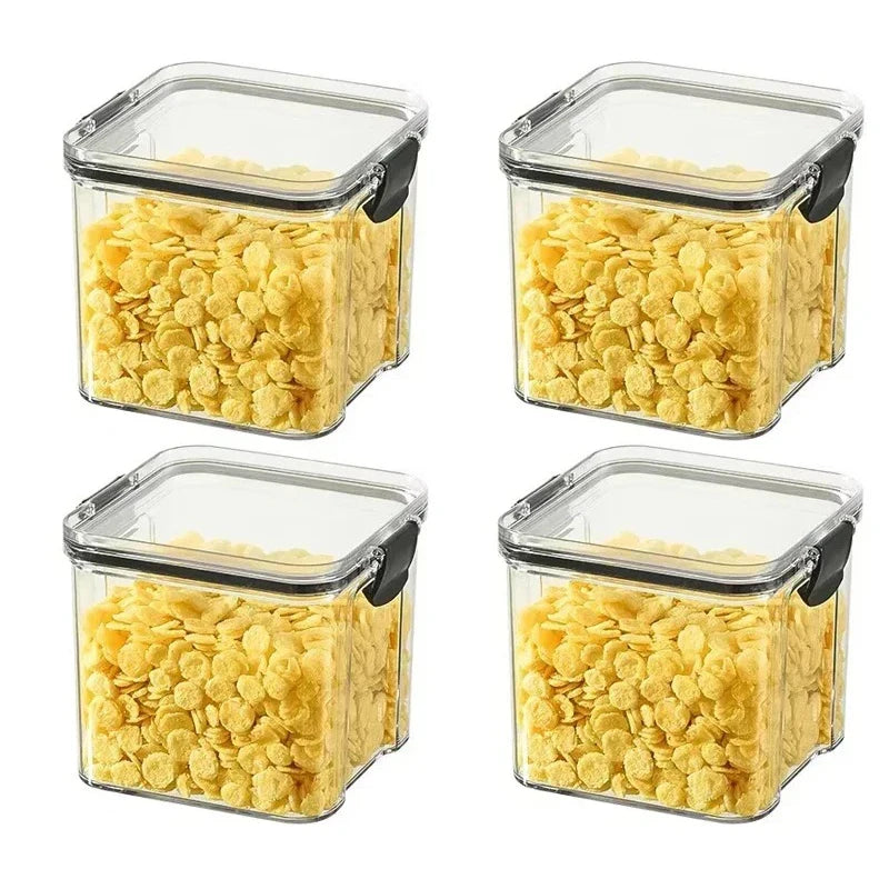 Sealed jars, kitchen organizer, cereal storage boxes, large capacity sealed container, seasoning jar set, freshness preservation tank, 1-4 pieces