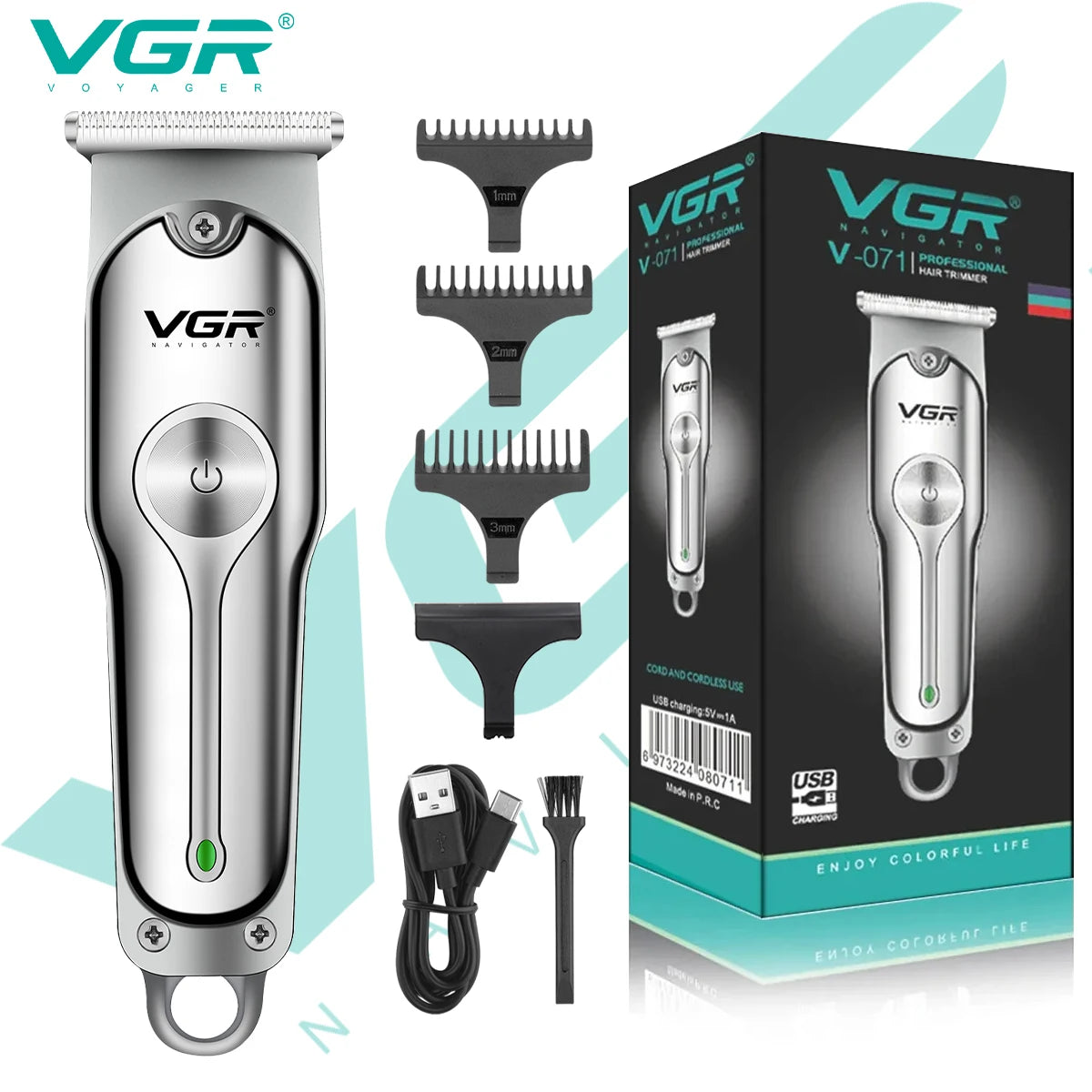 Tondeuse à cheveux professionnelle sans fil pour homme — machine portable, lame en T