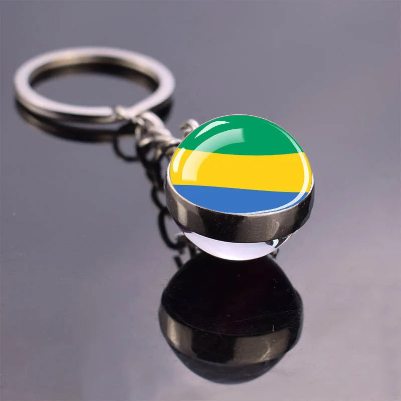 Porte-clés drapeau africain, algérie, somalie, tunisie, maroc, egypte, drapeau National, pendentif boule de verre Double face, cadeau