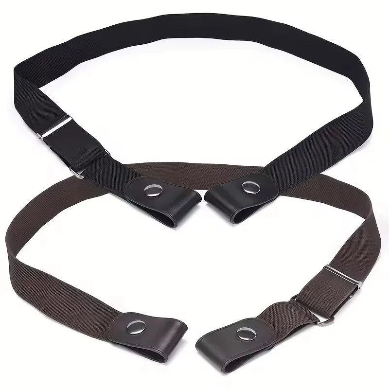 2 piezas en conjunto, cinturón elástico sin hebilla para mujeres y hombres, cinturón elástico unisex para pantalones vaqueros casuales, cinturones invisibles ajustables sin hebilla