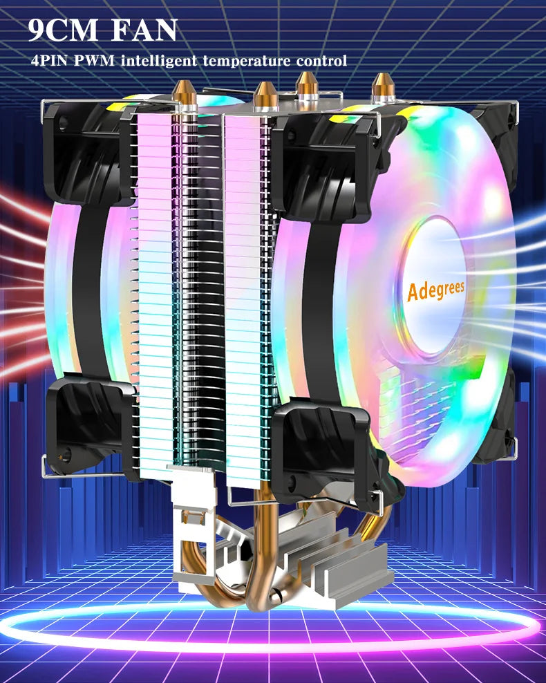 Ventilateur de refroidissement pour processeur Intel, refroidisseur d'air CPU, X79, X99, 3 broches, 4 broches, PWM, LGA 1366, 1151, 1155, 1200, 1700, 2011, AMD, AM3, AM4, AM5