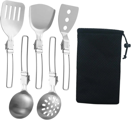 Spatule pliante cuillère pelle tourneur de nourriture Portable 304 en acier inoxydable Camping en plein air barbecue cuisine vaisselle fournitures de pique-nique ﻿