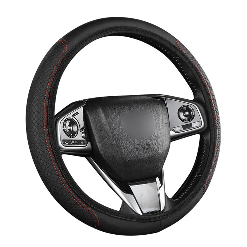 SEAMETAL Funda de volante antideslizante transpirable de 37-39 CM, funda de dirección universal, protector de volante de cuero de microfibra