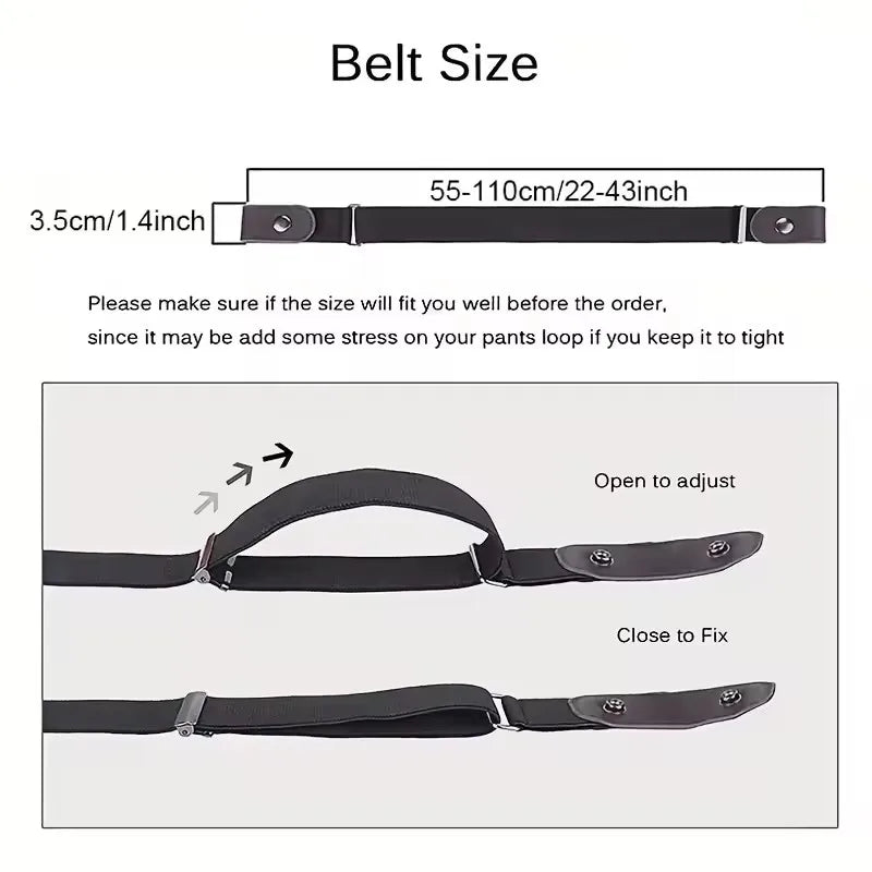 2 piezas en conjunto, cinturón elástico sin hebilla para mujeres y hombres, cinturón elástico unisex para pantalones vaqueros casuales, cinturones invisibles ajustables sin hebilla