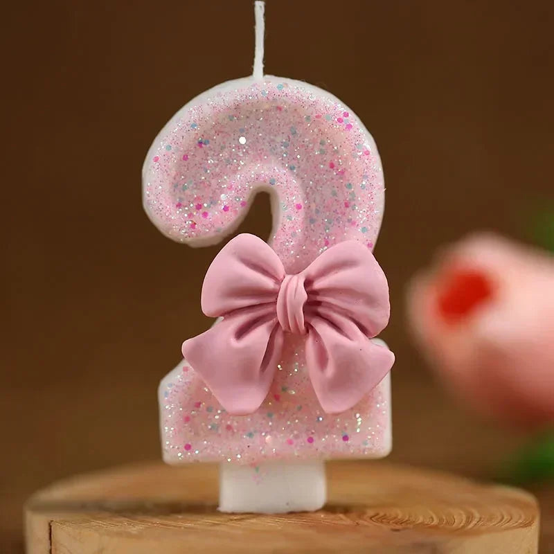 Nuevo número pastel vela rosa brillante vela de cumpleaños 1 2 3 4 5 6 7 8 9 3D número vela pastel Topper fiesta de cumpleaños pastel decoración