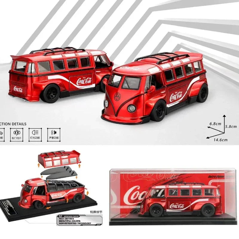 Modèle de Bus T1 1:32, son et lumière pour enfants, véhicule jouet moulé sous pression, décoration de maison, Voiture Miniature en métal