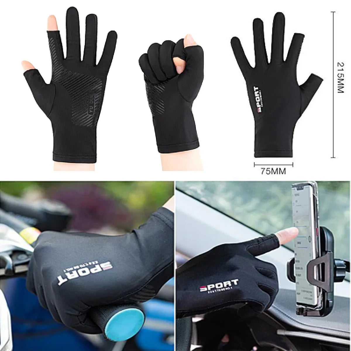 Gants de pêche pour Sport de plein air, 1 paire, écran tactile, équipement de protection fin Anti Uv, gants de course pour moto, antidérapants sur glace, respirants