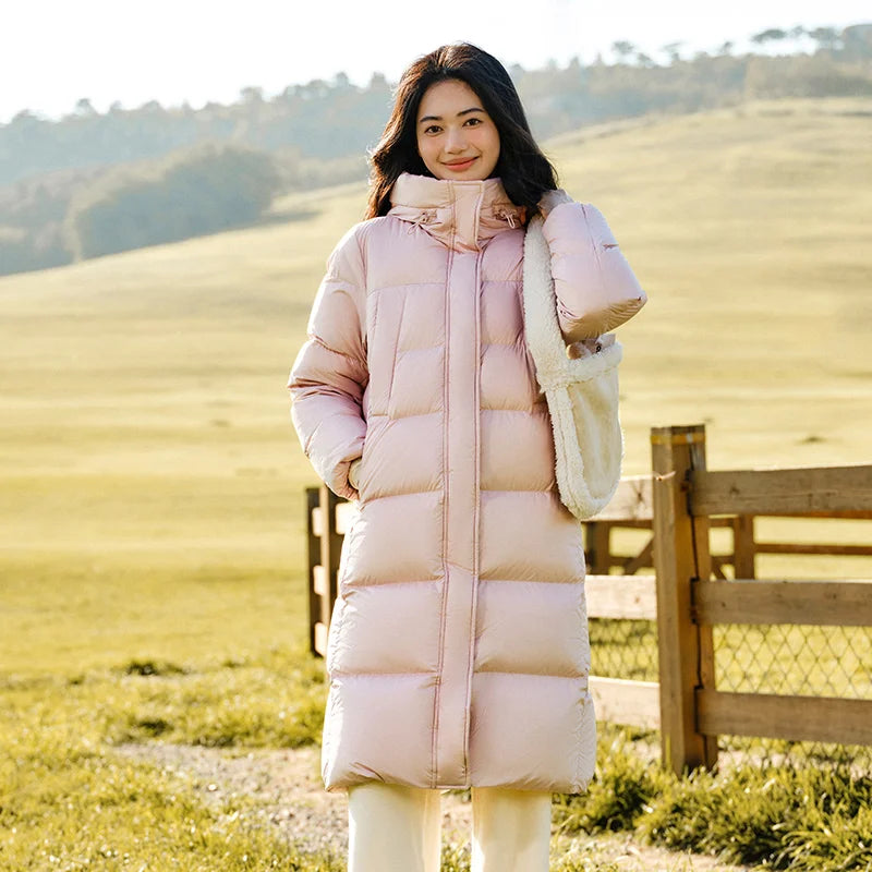 Doudoune longue imperméable pour femme — nouvelle collection hiver 2025, manteau ample à capuche