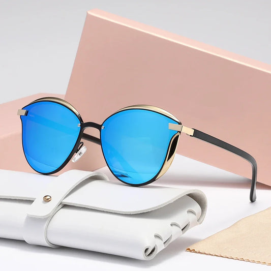 Gafas de sol polarizadas de lujo redondas para mujer, gafas de sol de ojo de gato para mujer