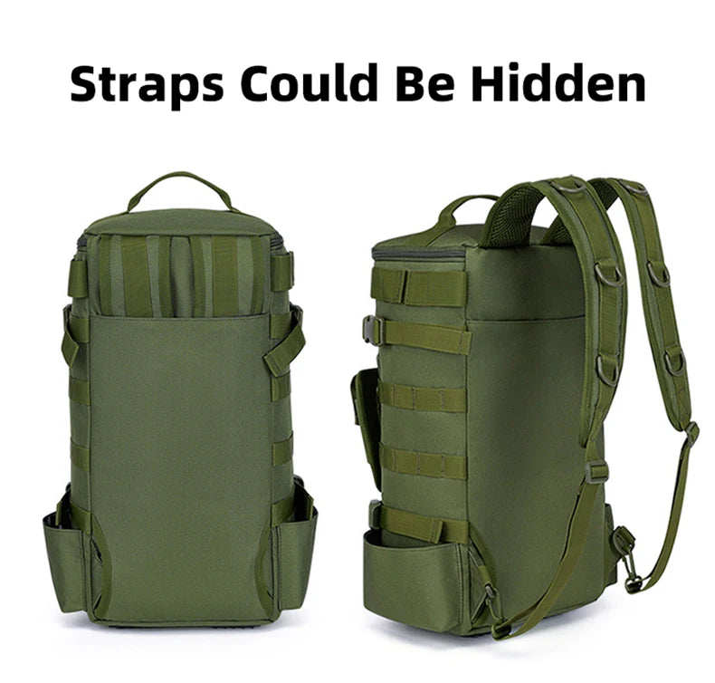 Sac à dos de pêche tactique, sac de matériel avec porte-canne, rangement d'équipement de poisson Molle Camping randonnée sac multifonctionnel en plein air