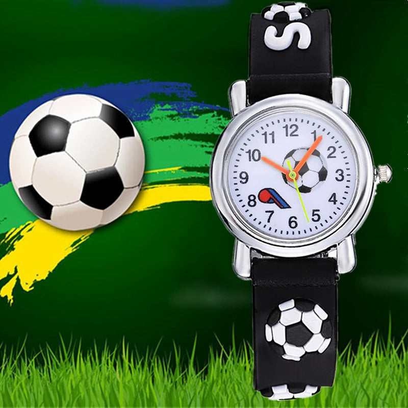 Montres de Football en Silicone pour enfants, Design Unique, Montre-bracelet à Quartz pour garçons, cadeau d'anniversaire