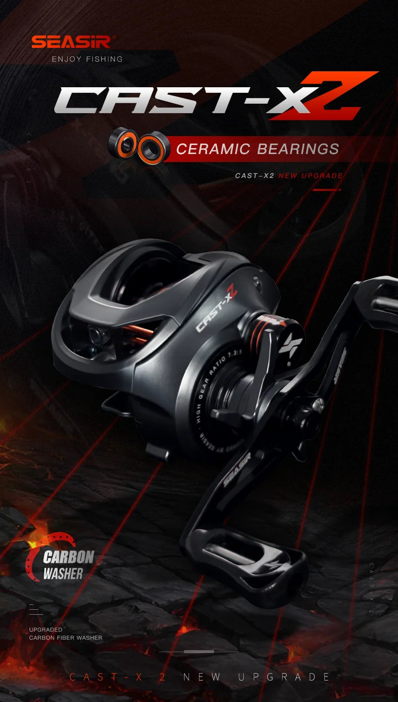 Moulinet Baitcasting SEASIR X2 — Roulement Céramique, Frein N52, 7.3:1