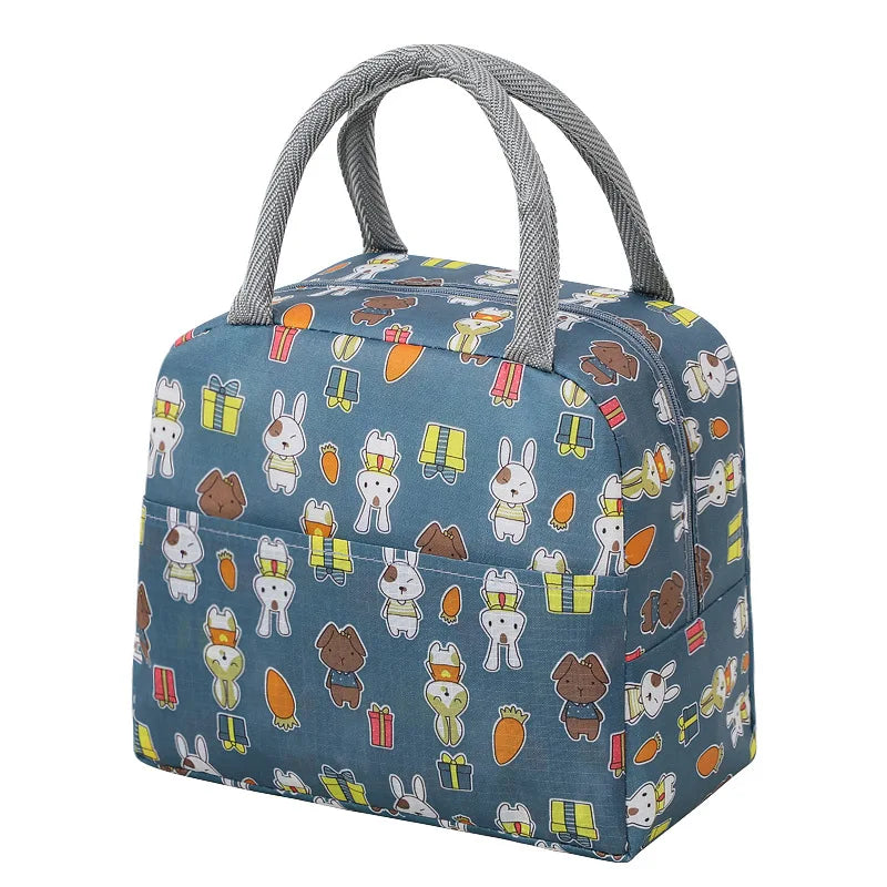 Sac à lunch en toile isotherme portable pour femmes et enfants, motif fonctionnel, glacière, nourriture thermique, sacs de pique-nique