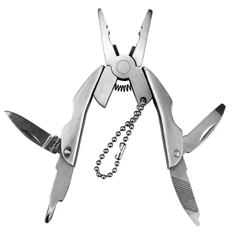 Pince pliante multi-outils, porte-clés en acier inoxydable, outil EDC avec couteau, tournevis pour Camping en plein air, Kit d'urgence de survie