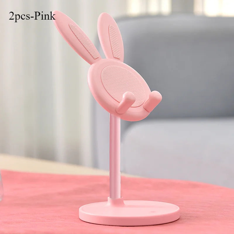 El bonito soporte para teléfono móvil de conejo, puede levantar y ajustar los accesorios de teléfono de escritorio, soporte para teléfono, empuñadura para teléfono