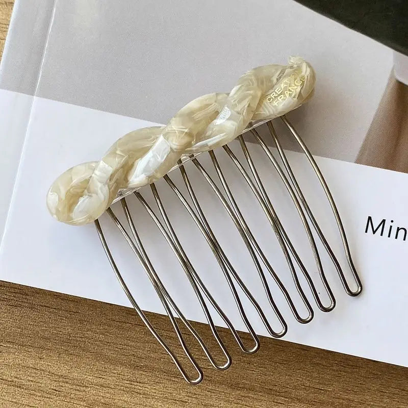 Peigne pince à cheveux torsadé mode — élégant, côté, épingle, fille, accessoires