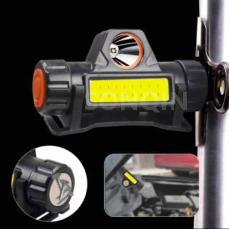 Linterna frontal LED de 2 modos recargable por USB, faro potente, impermeable IP66, lámpara frontal 18650 para camping, pesca, linterna