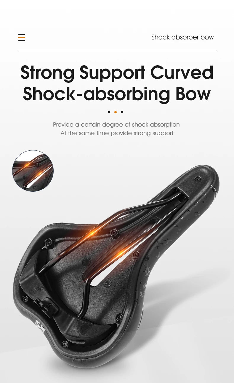 Selle vélo route et VTT en PU — respirante, souple, coussin ergonomique, course