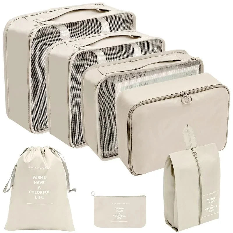 7/8/9/10 pièces ensemble organisateur de voyage sacs de rangement valise emballage Cubes ensemble étuis Portable bagages vêtements chaussure bien rangé pochette pliante