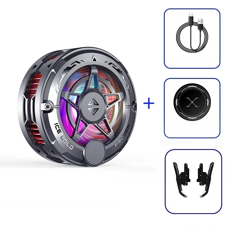 Refroidisseur de téléphone universel pour le jeu, ventilateur de refroidissement semi-conducteur magnétique avec écran numérique et lumières RVB