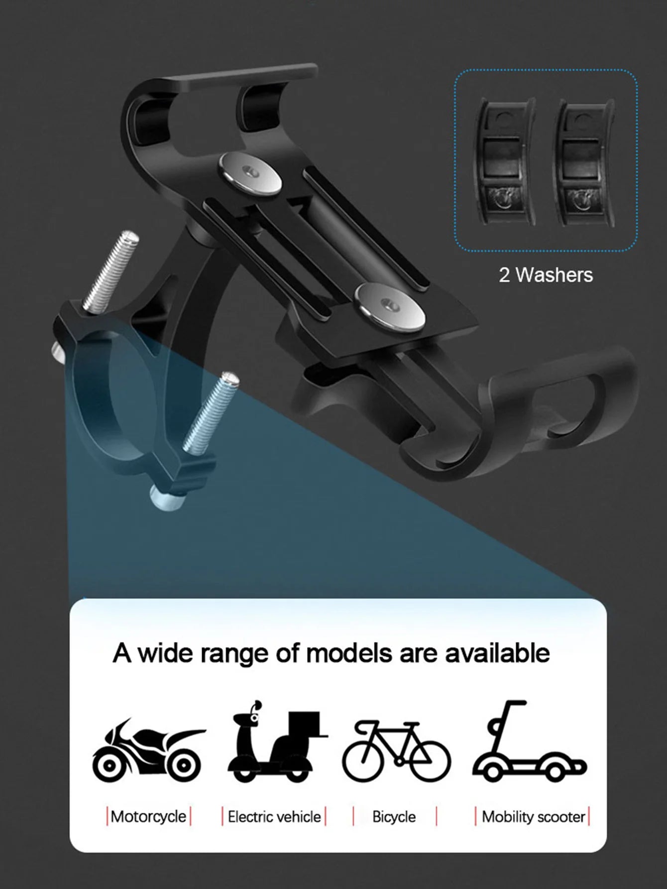 Support de téléphone de vélo en alliage d'aluminium, support antidérapant en métal pour moto, Clip GPS universel pour vélo
