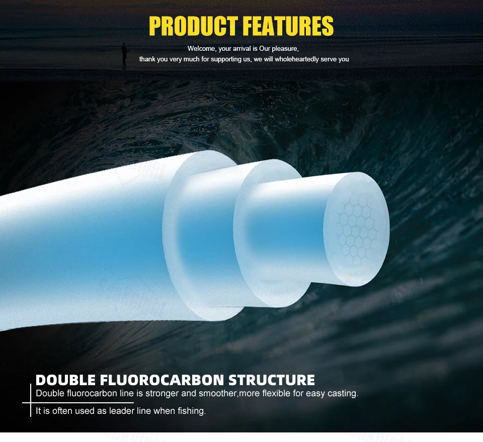 SeaKnight marque MANSTER T2 série 100% ligne de pêche en fluorocarbone 100M, ligne en Fiber de carbone 3-35LB mise à niveau ligne coulante pêche en mer