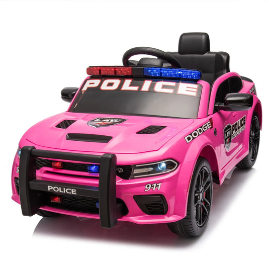 Dodge Charger con licencia, coche de policía de 12 V para niños con control remoto para padres, barra de choque, diseño de luz de alarma delantera y superior