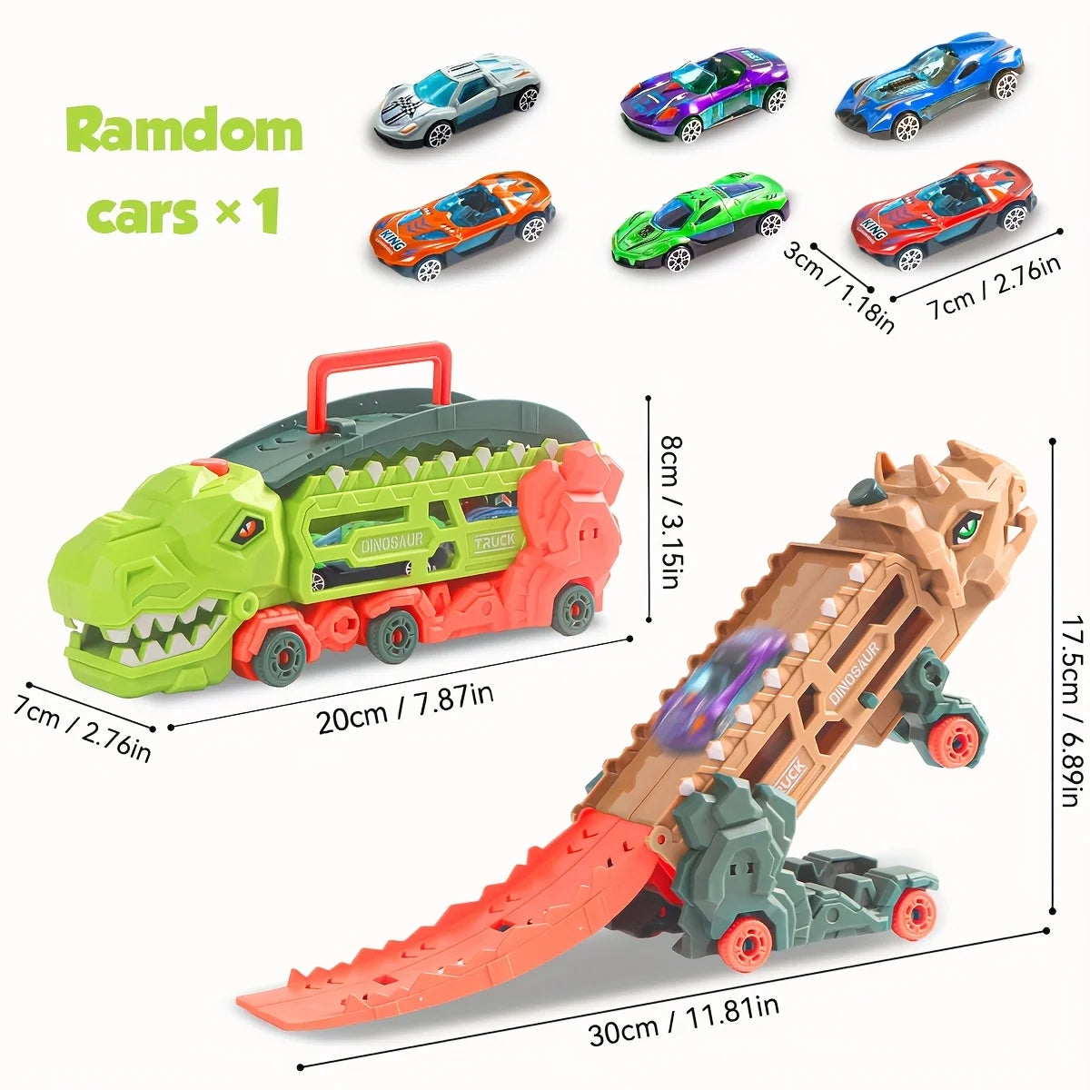 Camión dinosaurio de transporte con pista de carreras deslizante y plegable, se transforma en T-Rex y triciclo de pie, el mejor regalo de cumpleaños para niños