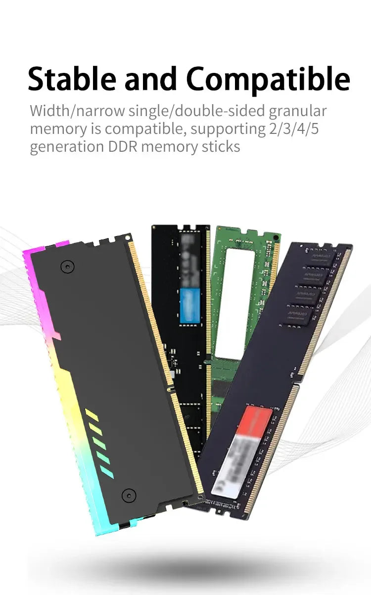 Dissipateur thermique de mémoire PC RM-1 gilet de refroidissement RAM 5V-3PIN ARGB RAM dissipateur thermique Aura Sync pour ordinateur de bureau mémoire DDR3 DDR4 DDR5 DDR2