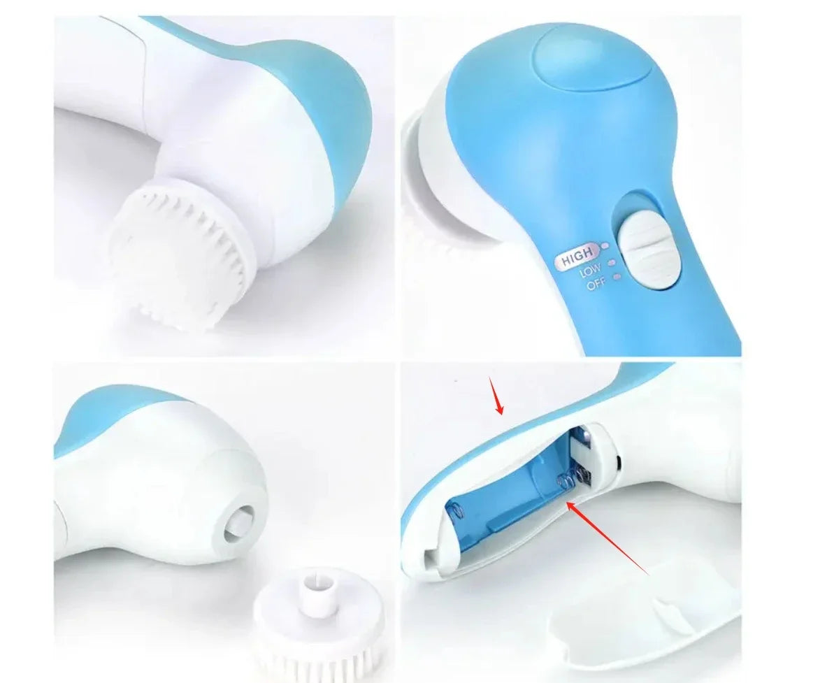 Limpiador facial eléctrico 5 en 1, cepillo, máquina de lavado, spa, cuidado de la piel, masaje, limpieza de puntos negros, herramientas de limpieza facial