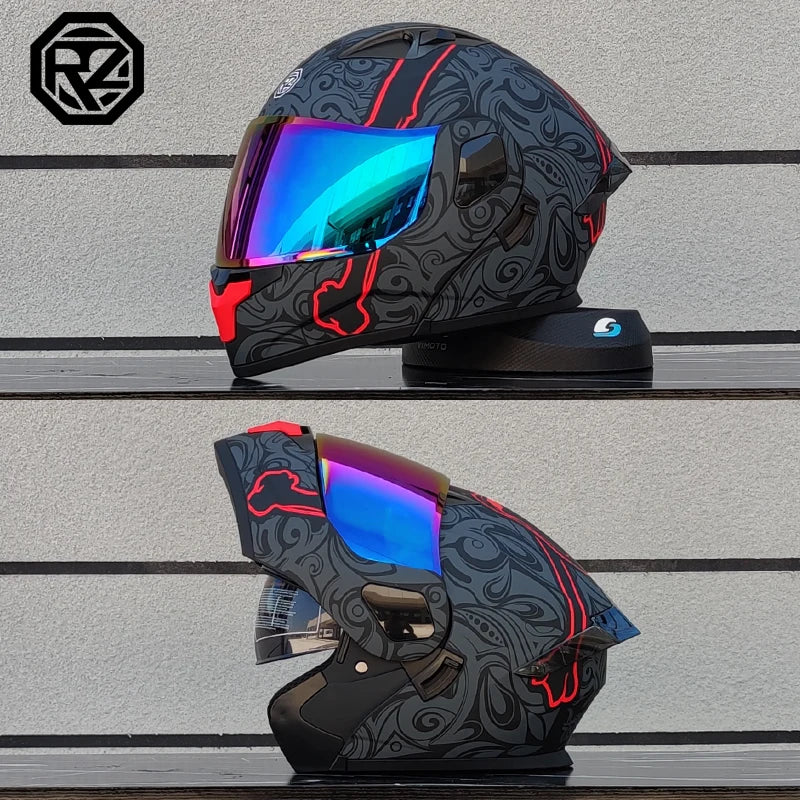 Casque moto intégral double lentille modulaire rabattable — homme, femme, mode, Motocross