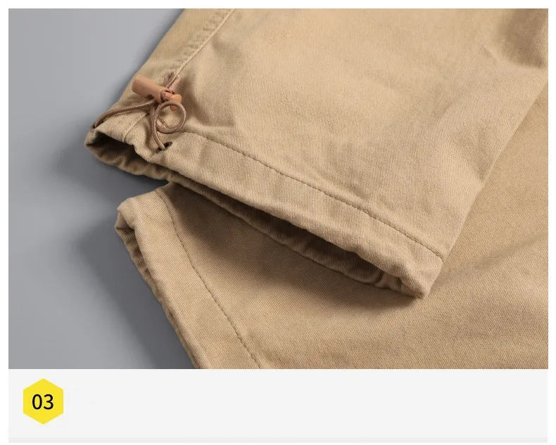 Salopette ample à grande poche pour hommes, pantalon tactique de Jogging pour Sports de plein air, taille élastique, pantalon de travail décontracté en pur coton