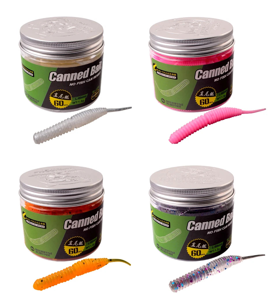 60 pièces 1.2g 6cm leurre de pêche Mini ver souple crevette Jerkbait poisson océan roche leurre bar odeur de poisson souple Swimbait appât souple Pesca
