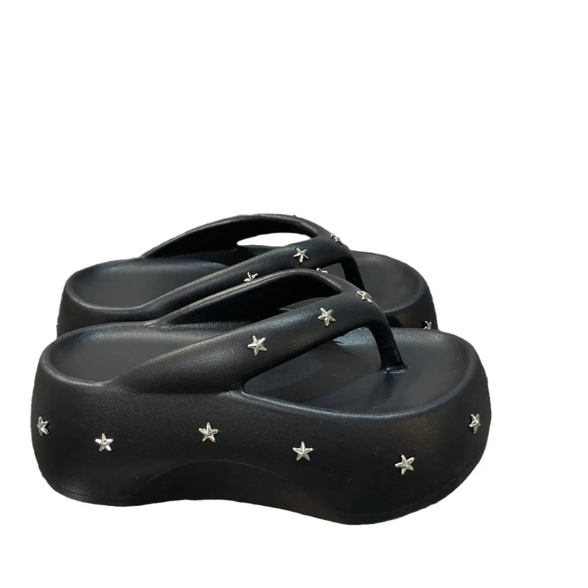 Chanclas de verano con plataforma y cuña para mujer, suela gruesa, tacones altos de 7CM, sandalias de playa, pantuflas Punk, sandalias de punta abierta