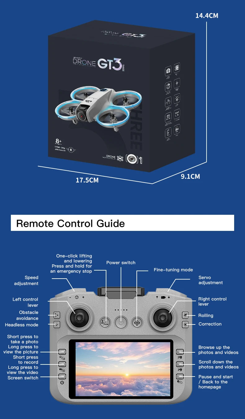 Drone Lenovo Gt3 Max 8k Hd Fotografía Aérea Pantalla Grande Posicionamiento de Flujo Óptico Motor Sin Escobillas Evitación Inteligente de Obstáculos