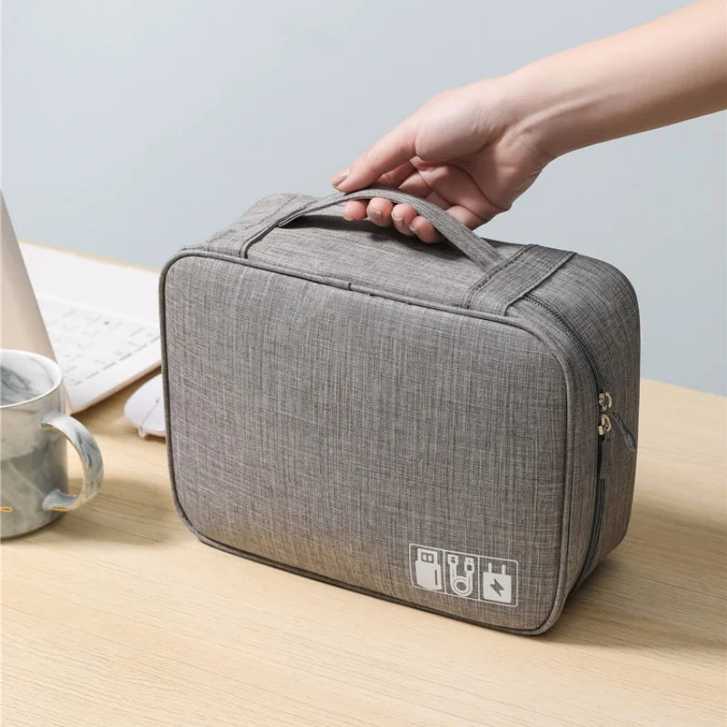 Bolsa de almacenamiento digital electrónica de viaje, multifuncional de gran capacidad para auriculares, funda protectora para cable de datos, bolsa a prueba de polvo de viaje Elec