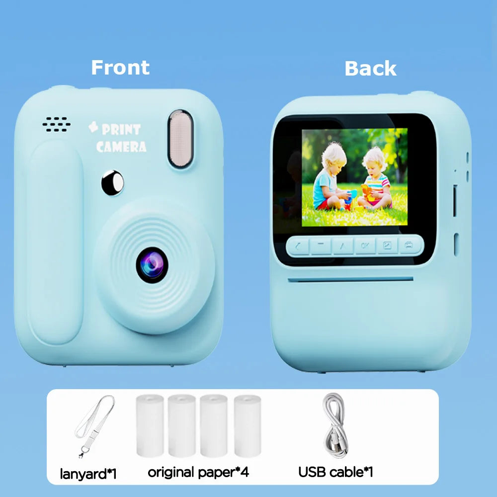 Instant Camera for Kids, Color Printing, 32GB, 1080P, Thermal Print Toy, Photo, Video Games, Music, Children's Gift