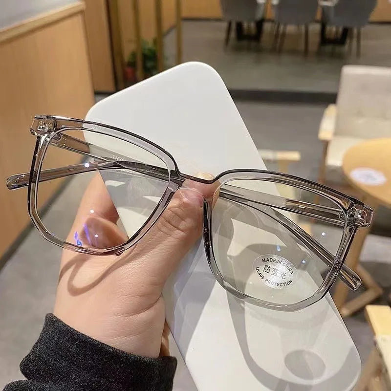 Women's blue light blocking glasses, with regular eyeglass frames, retro finish, flat lightweight frame