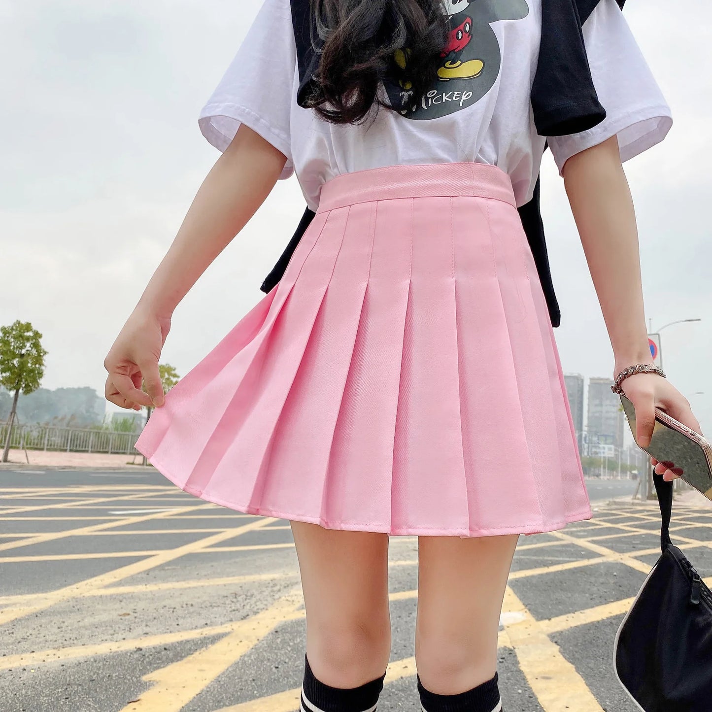 Mini jupe plissée avec short pour femmes, taille haute, ligne a, jupe patineuse, blanc, noir, rose, uniforme scolaire sportif, nouvelle mode, offre spéciale