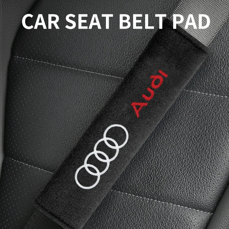 Seat Belt Shoulder Protection Pad with Car Logo, 1/2pcs, for Audi A3 A4 A5 A6 A7 A8 S4 S5 S6 S7 S8 RS3 RS4 RS5 Q3 Q5 Q7