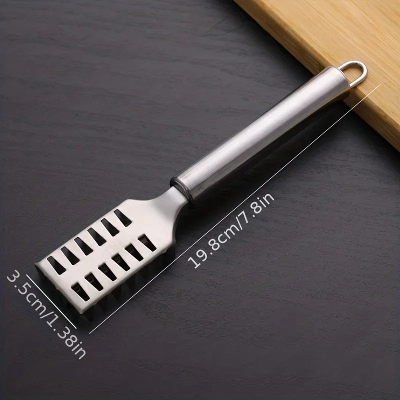 OYOO-Grattoir à écailles de poisson à double rangée en acier inoxydable, chaîne multi-usages, couteau de détartrage, outil de brosse à poisson, 1PC