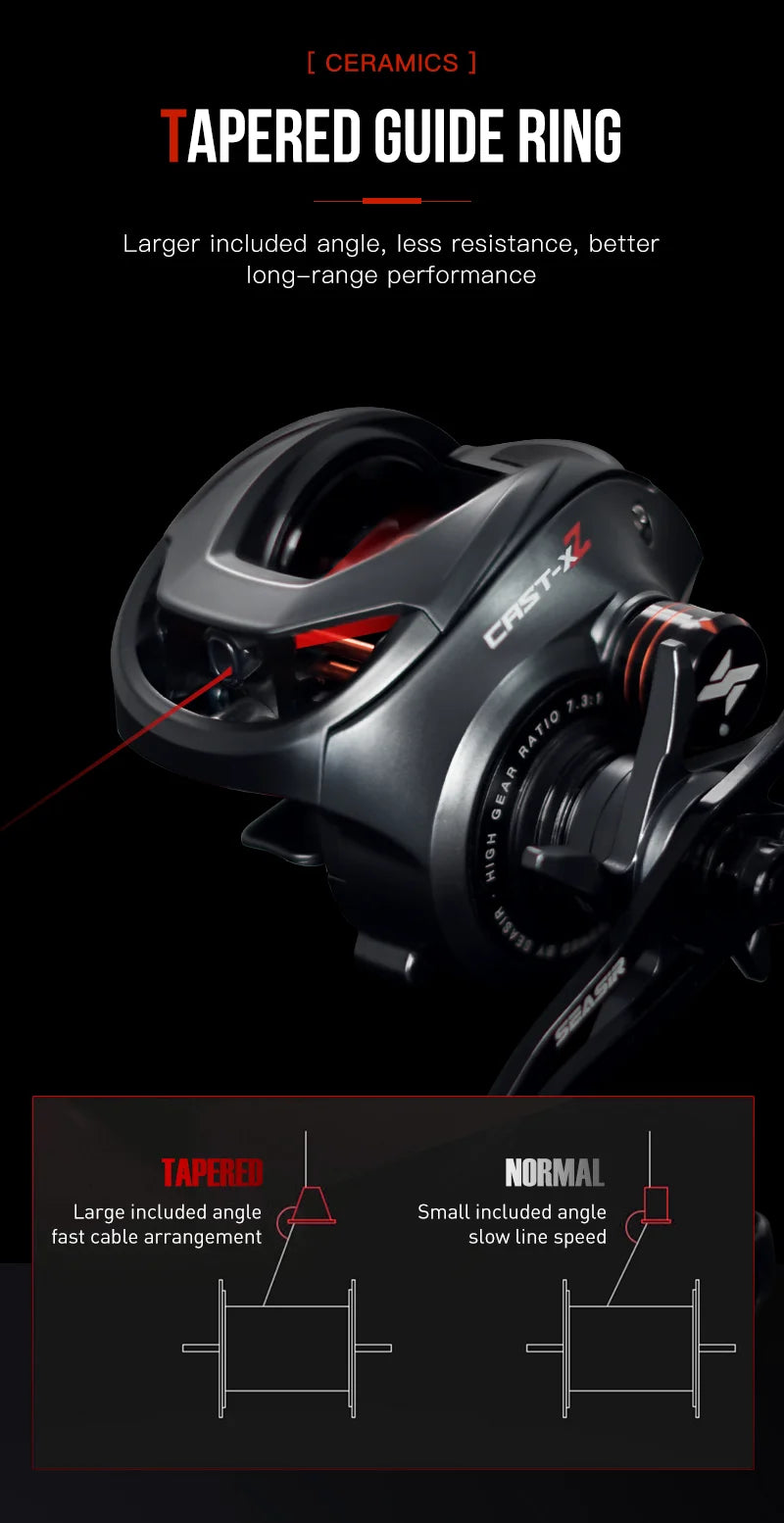 Moulinet Baitcasting SEASIR X2 — Roulement Céramique, Frein N52, 7.3:1