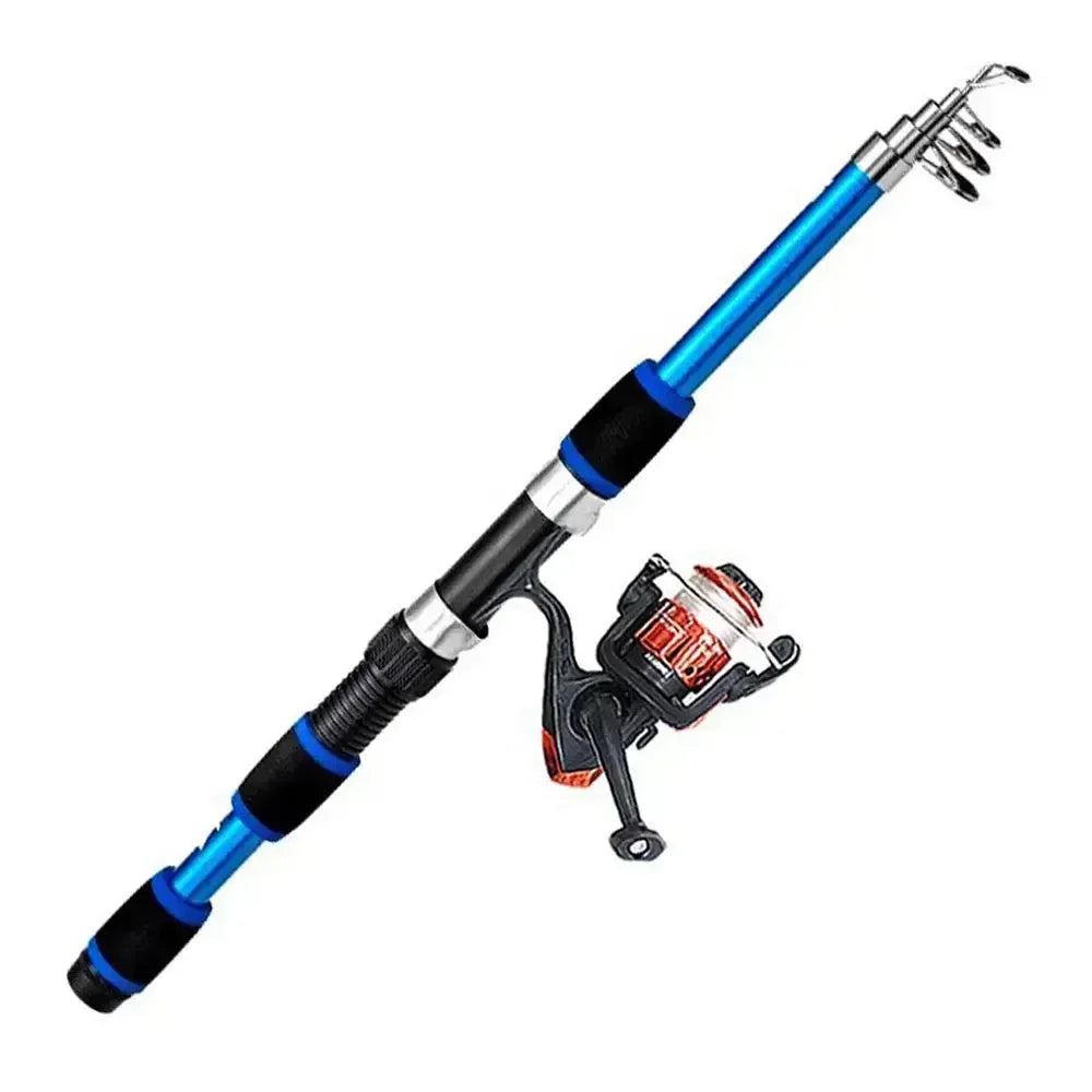 1.8m Portable cannes à pêche ensemble canne à pêche télescopique poche filature moulinet appâts fibre de verre mer pôle canne à pêche ensemble