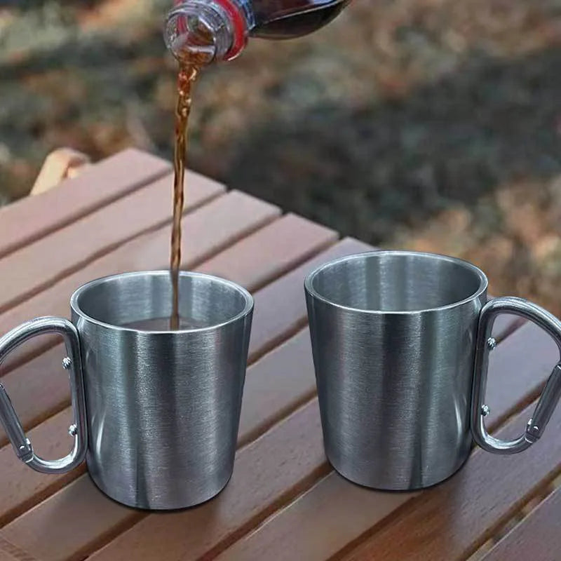 Bouton d'alpinisme en plein air, tasse d'eau, voyage Camping, bouton Portable en acier inoxydable, matériau 201, 1 pièce