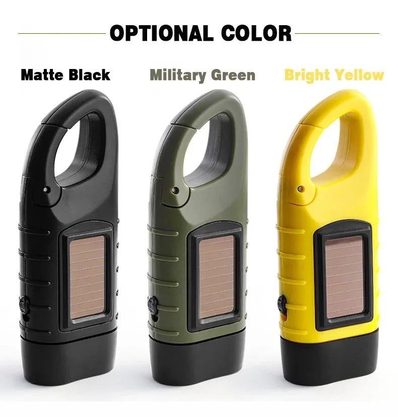 Lampe de poche LED à manivelle, équipement de survie Rechargeable à énergie solaire, torche de charge auto-alimentée, Dynamo pour pêche, bateau, randonnée