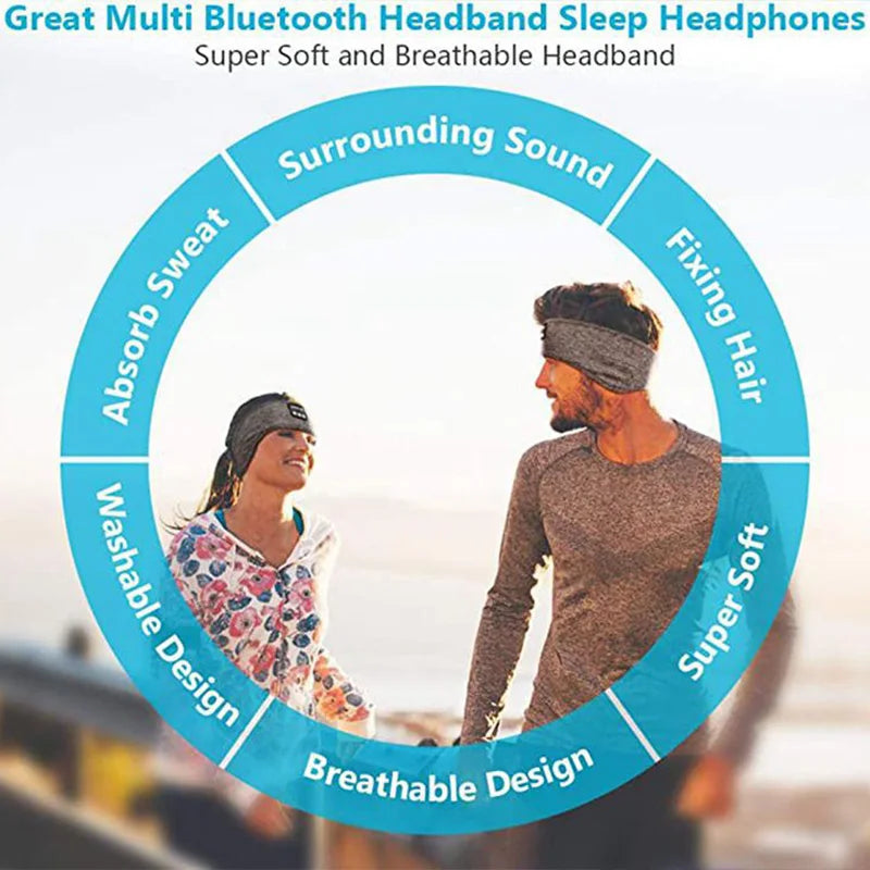 Écouteurs sans fil Bluetooth, bandeau de couchage, casque de musique, doux, élastique, confortable, bandeau de sport, casque de musique